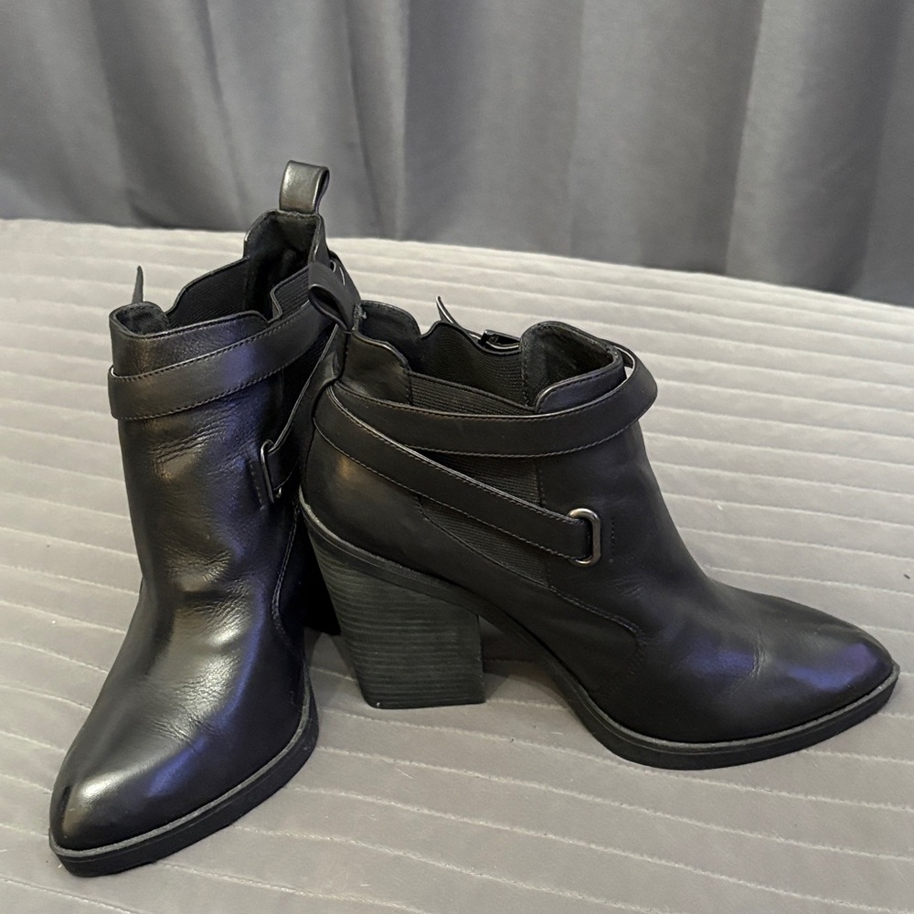 Reserved Black Leather Heeled Boots